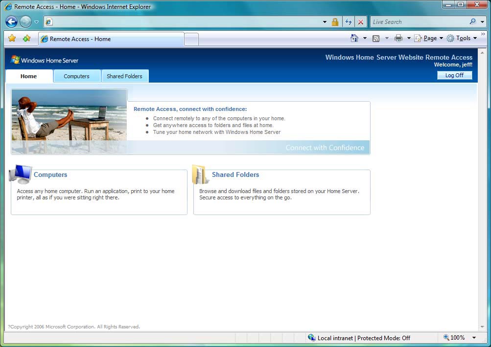 Windows Home Server - Thuisscherm