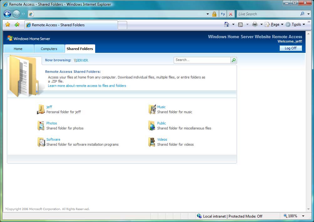 Windows Home Server - Gedeelde mappen