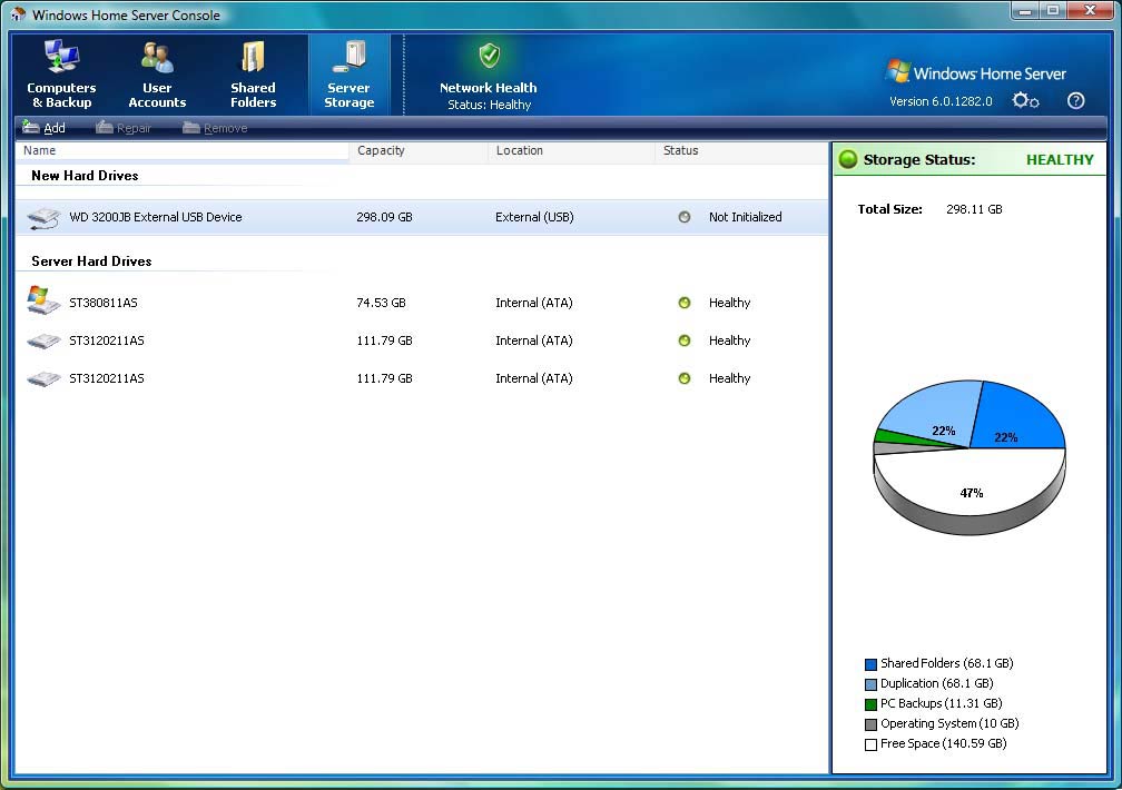 Windows Home Server - Nieuwe harde schijven