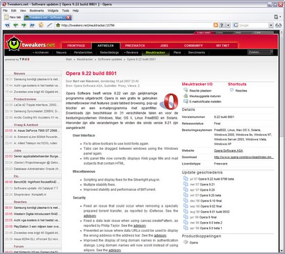 Opera 9.22 build 8801 screenshot (410 pix)