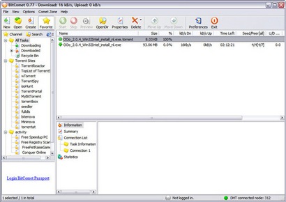 BitComet screenshot (410 pix)