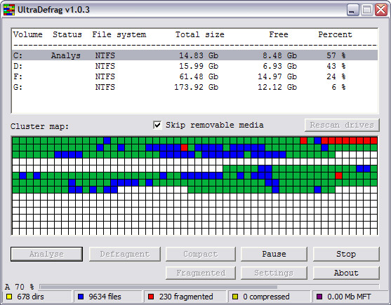 UltraDefrag 1.0.3 screenshot