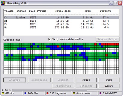 UltraDefrag 1.0.3 screenshot (410 pix)