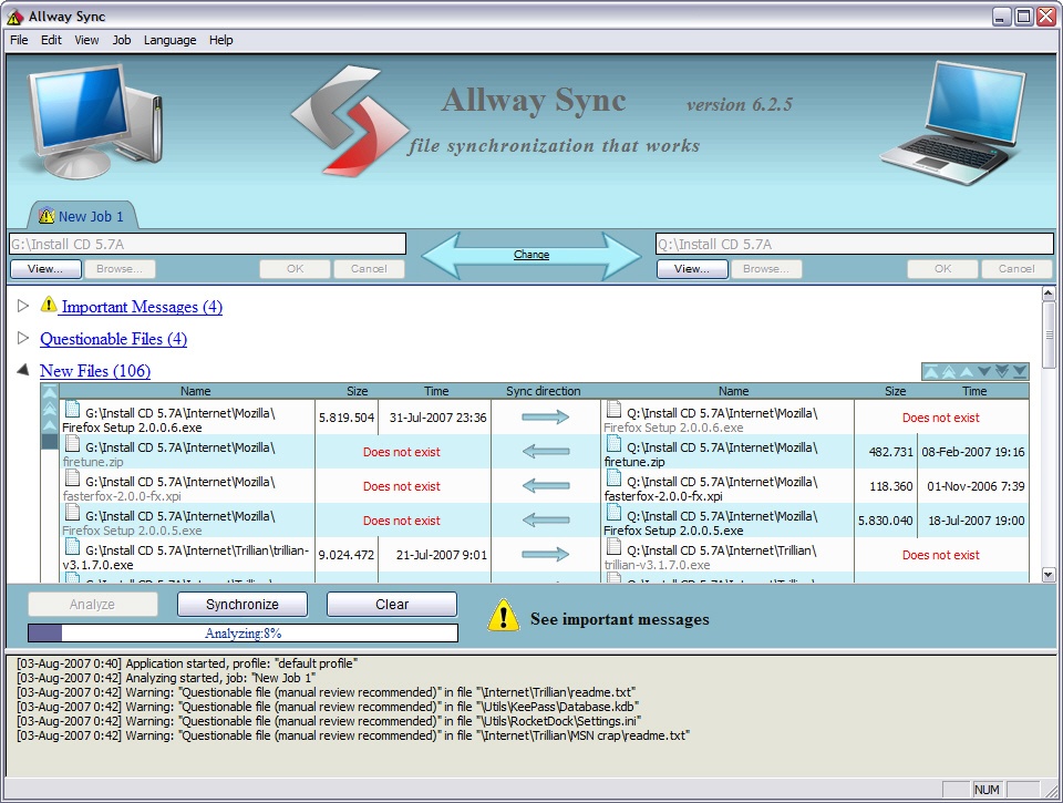 Allway Sync 6.2.5 screenshot