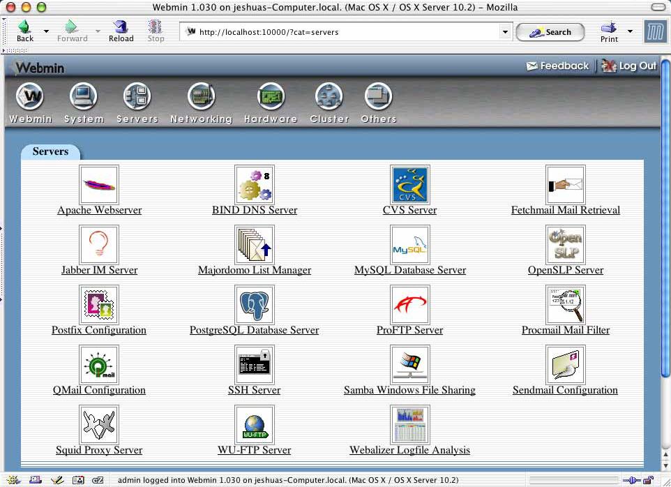 Webmin screenshot