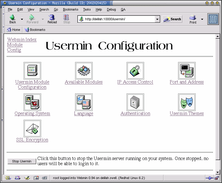 Usermin screenshot