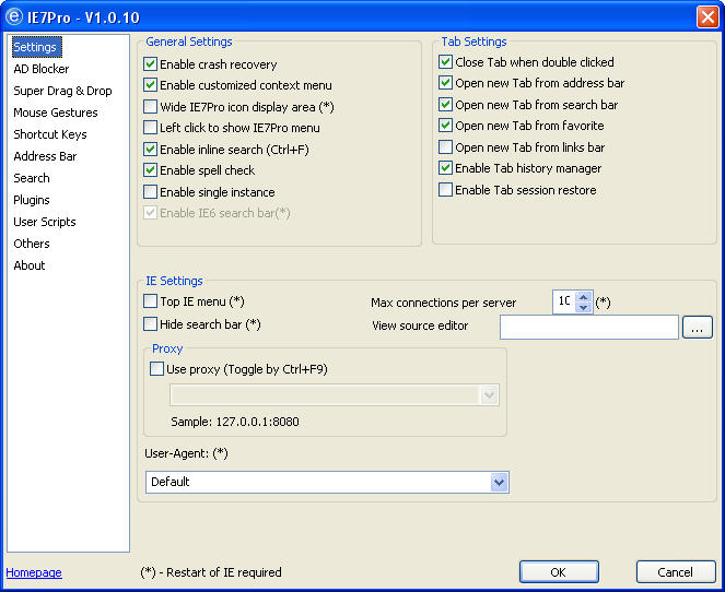 IE7pro 1.0.10 screenshot