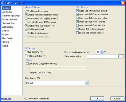 IE7pro 1.0.10 screenshot (410 pix)