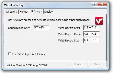 WipidoTV - Config, Hot keys