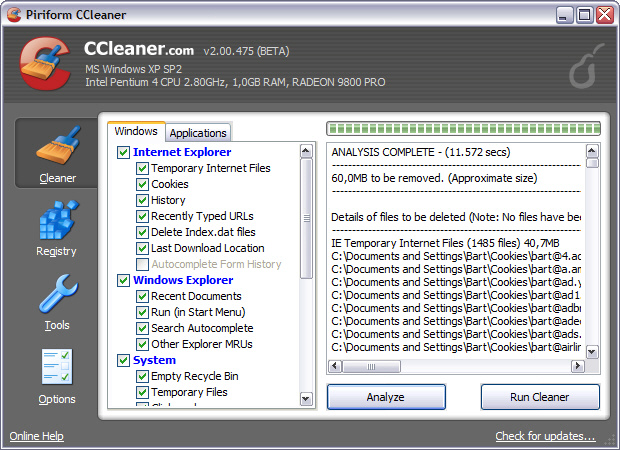 Crap Cleaner 2.00 screenshot