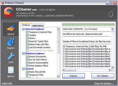 Crap Cleaner 2.00 screenshot (410 pix)
