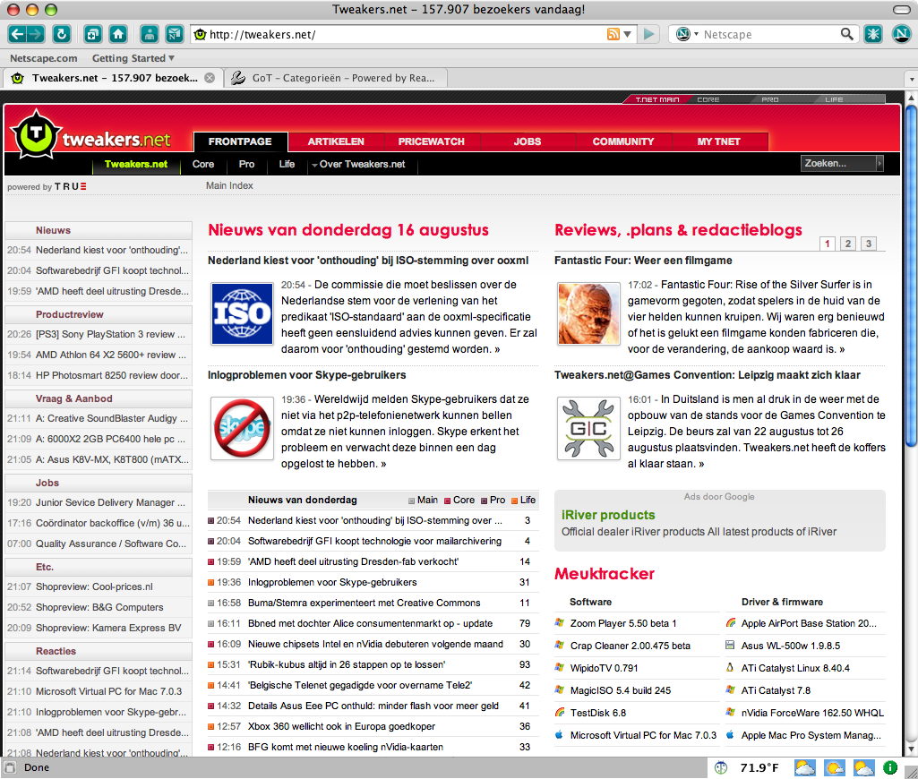 Netscape Navigator 9.0 beta 3 - Tweakers.net (groot)