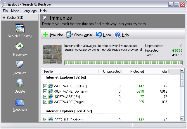 Spybot - Search & Destroy 1.5 screenshot