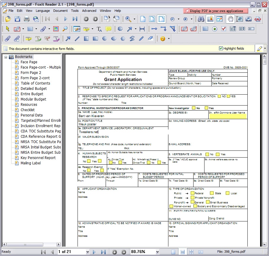 Foxit Reader 2.1 screenshot