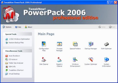 TweakNow PowerPack 2006 screenshot (410 pix)