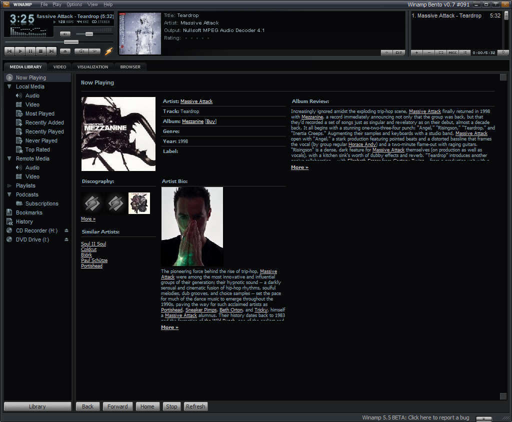 Winamp 5.5 - Bento SingleUI Skin