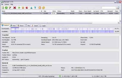 �Torrent 1.7.5 screenshot (410 pix)