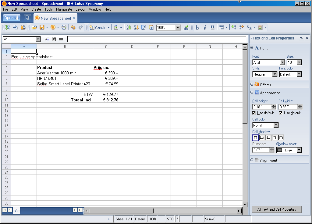 IBM Lotus Symphony Spreadsheets