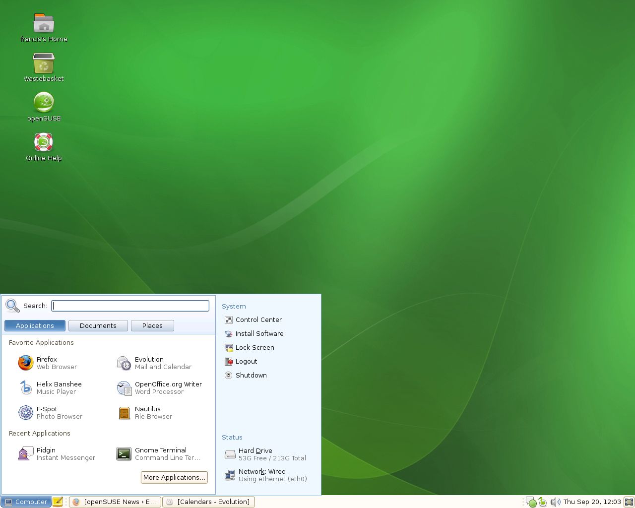 openSuse 10.3 - Gnome