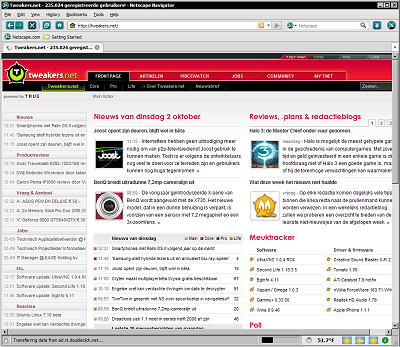 Tweakers.net in Netscape Navigator 9.0 RC1