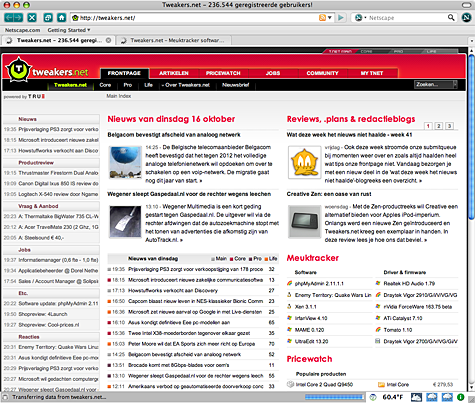 Netscape Navigator 9.0 - tweakers.net nieuws