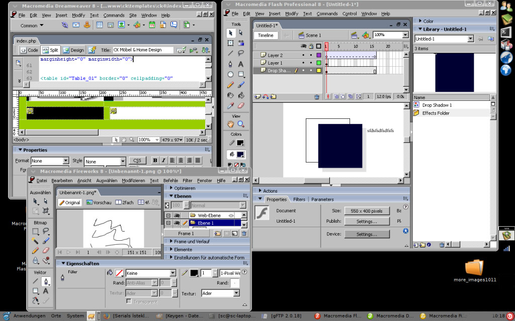Dreamweaver 8 onder Wine