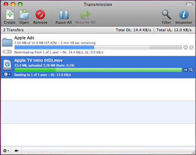 Transmission 0.91 - Mac OS X