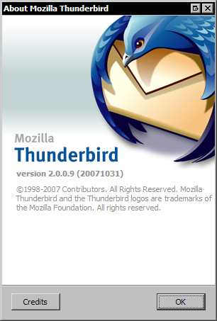 Mozilla Thunderbird 2.0.0.9 - about