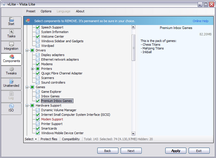 vLite screenshot