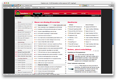 Tweakers.net in Mozilla Firefox 3.0 beta 1