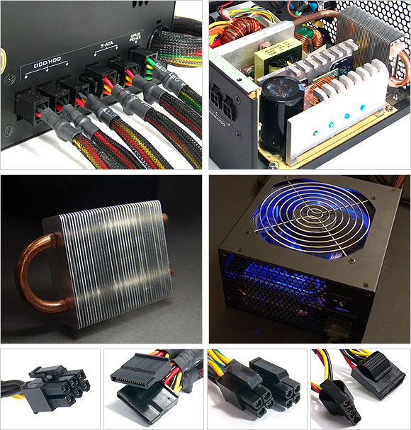 Zalman ZM600-HP 600W connectors en binnenzijde