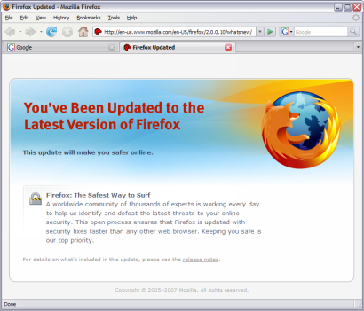 Mozilla Firefox 2.0.0.10 screenshot