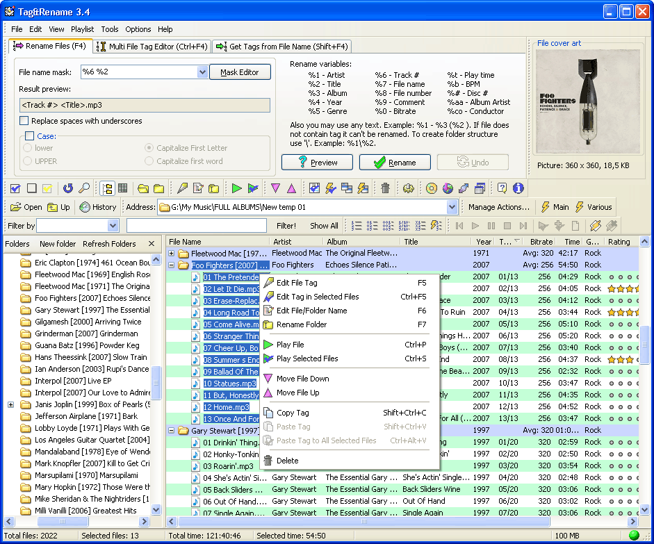 Tag&amp;Rename 3.4 screenshot