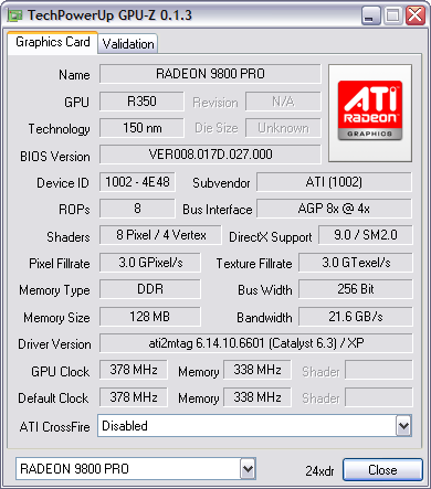 GPU-Z 0.1.3 screenshot