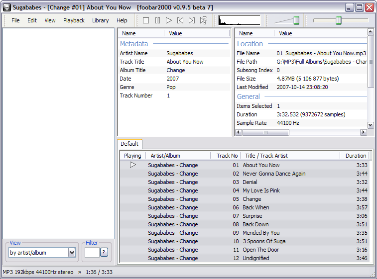 foobar2000 0.9.5 beta 7 screenshot