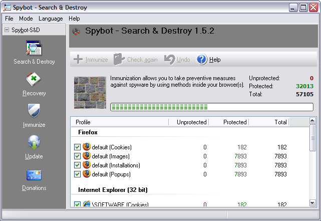 Spybot - Search &amp; Destroy 1.5.2 screenshot