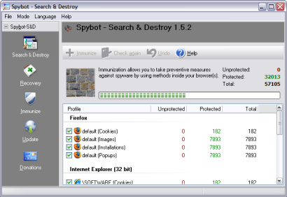 Spybot - Search &amp; Destroy 1.5.2 screenshot (410 pix)