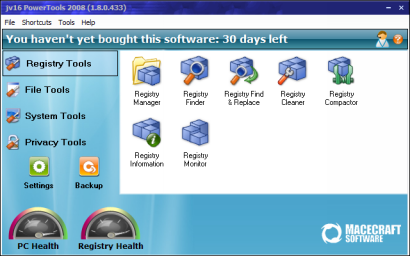 jv16 PowerTools 2008 1.8.0.433 screenshot (410 pix)