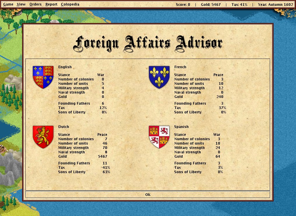 FreeCol - foreign affairs advisor