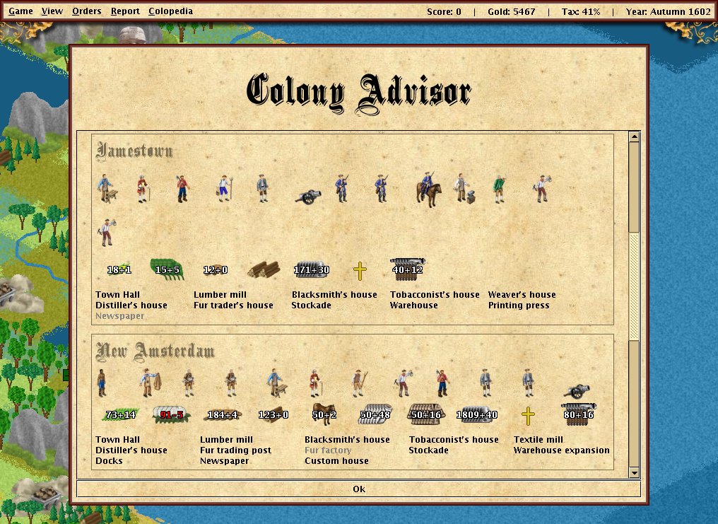 FreeCol - colony advisor