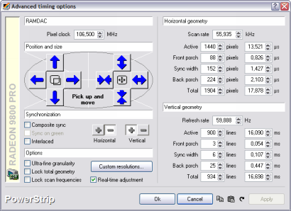 PowerStrip screenshot (410 pix)