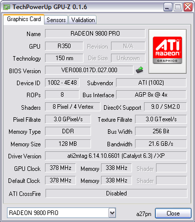 GPU-Z 0.1.6 screenshot