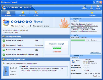 Comodo Firewall Pro screenshot (410 pix)