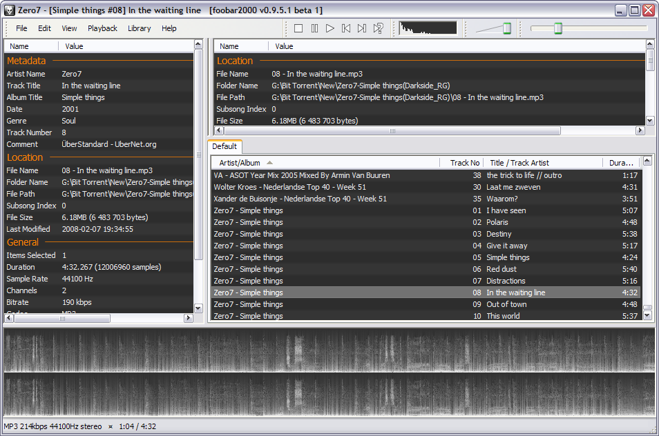 foobar2000 0.9.5.1 beta 1 screenshot