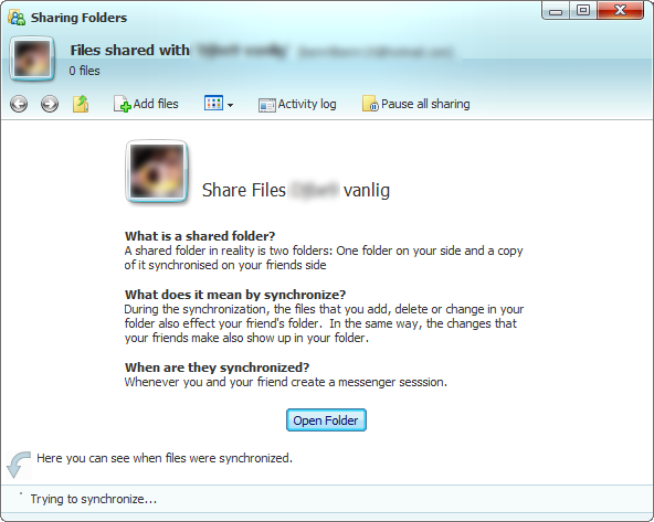 Windows Live Messenger 8.5 - sharing