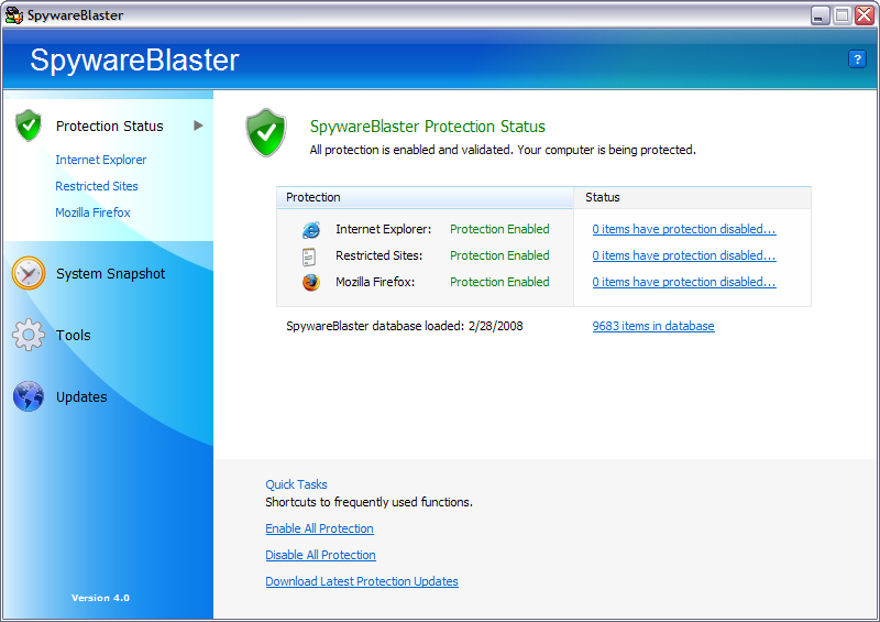 SpywareBlaster 4.0 screenshot