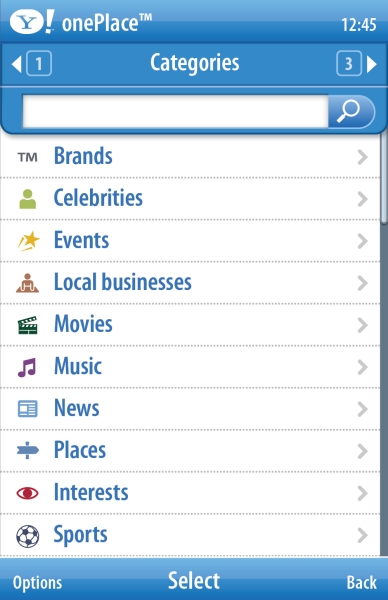 Yahoo OnePlace Categories
