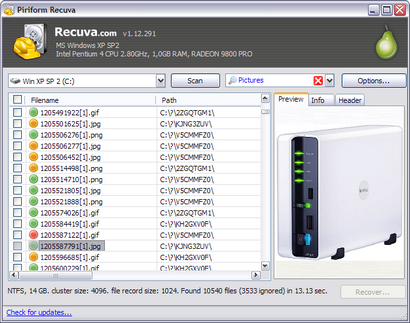 Recuva 1.12.291 screenshot (410 pix)