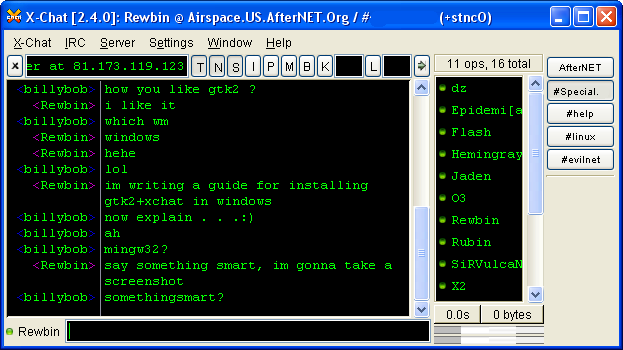 XChat screenshot