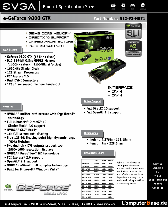 Evga Geforce 9800GTX